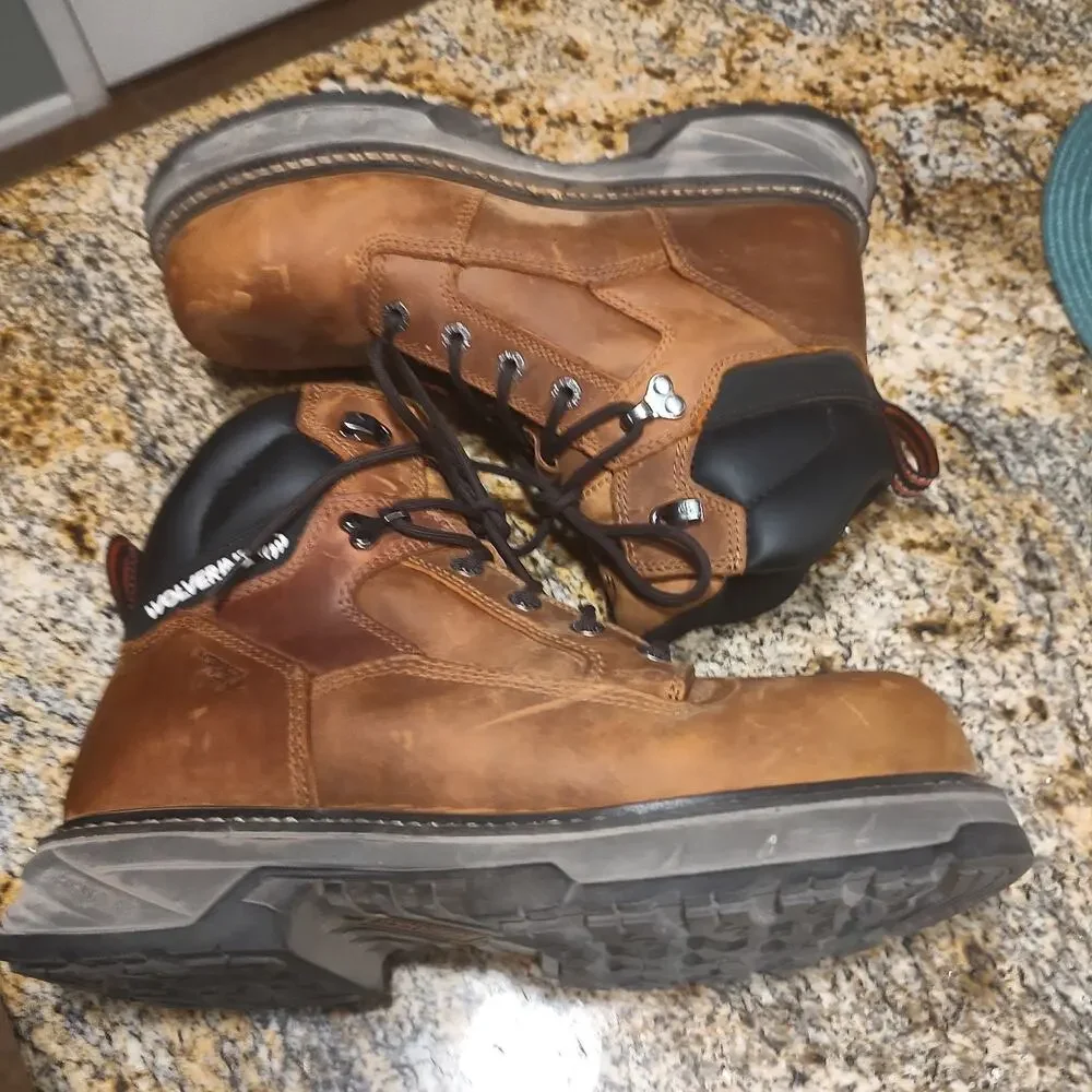 Wolverine Brown Leather Work Boots Size 10M Stock No. W241023 - Picture 12 of 14